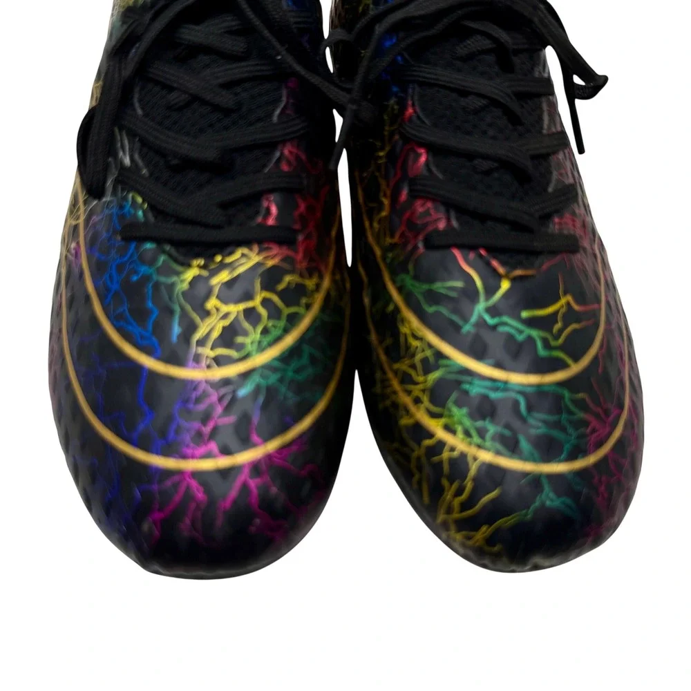 Mens High Top Soccer Cleats Black Multi Color Lightning Graphic Men's 7 1/2